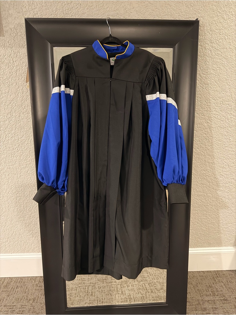 Black Choir Robe with Royal Blue Bishop Sleeves
